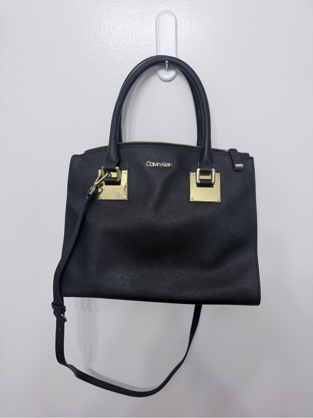 Calvin Klein Black Satchel with Gold Hardware